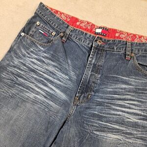 Tommy Hilfiger Jeans Mens 38x32 (Fits 40x30) Blue Relaxed Vintage Grunge Skater